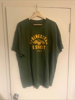 Olive Green Graphic Tee with Yellow Print